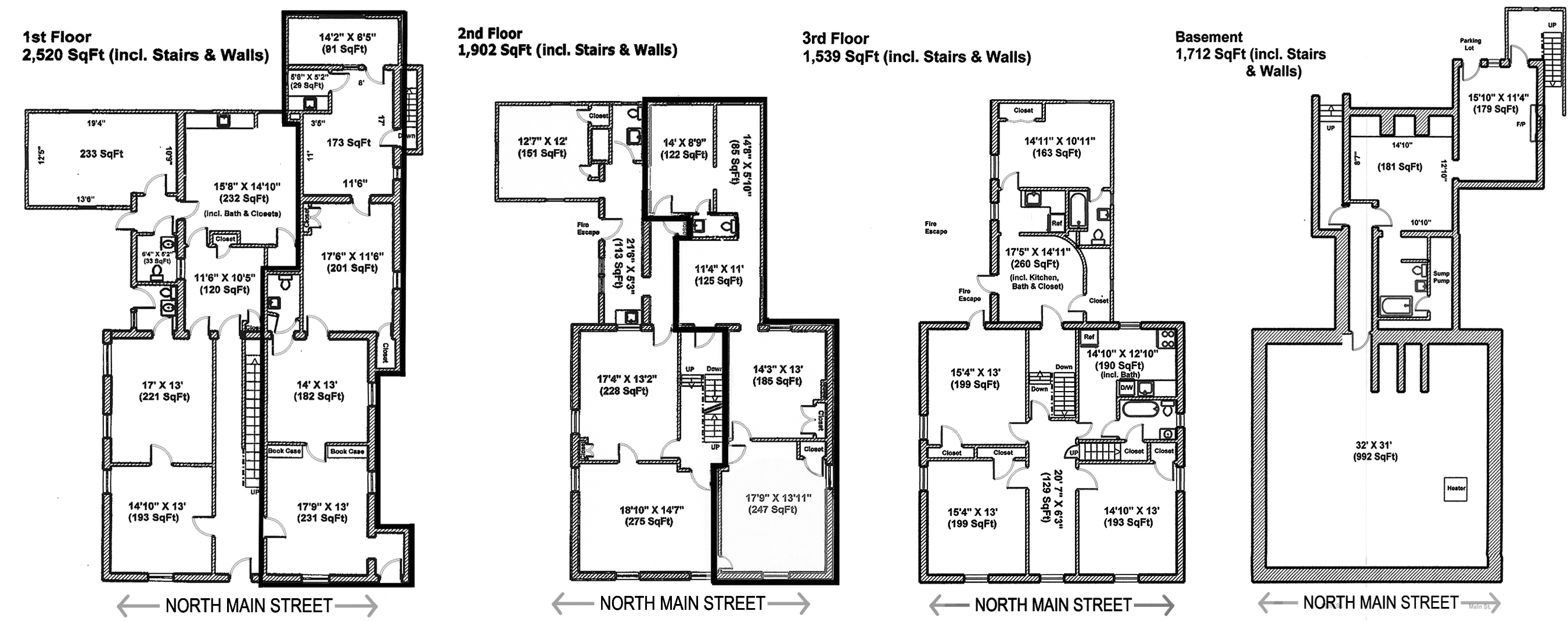 Floor Plan 80 N Main: 1st Floor - 2nd Floor - 3rd Floor - Basement